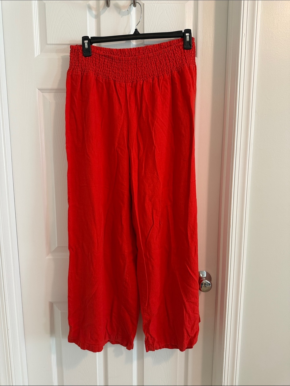 Cato Red Wide-Leg Smocked Waist Pants